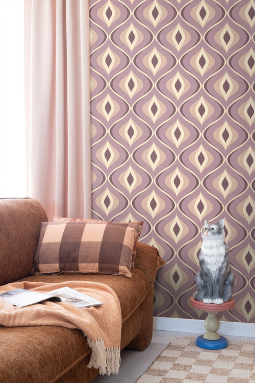 ESTAhome behang retro ornamenten lila paars - 50 x 900 cm - 130988 - vtwonen shop