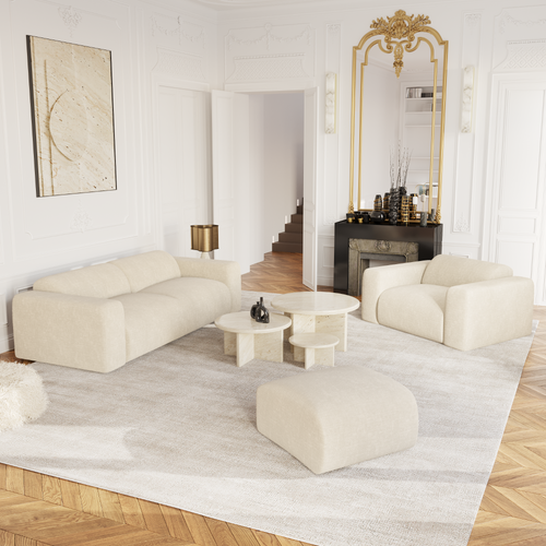 Sia Home - Bank MYRA - getextureerd fluweel crème 205cm