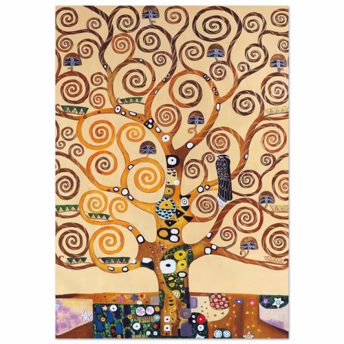 Artfulprints Poster met Lijst Gustav Klimt - Tree of life   - A4 21x29.7 cm - Geel