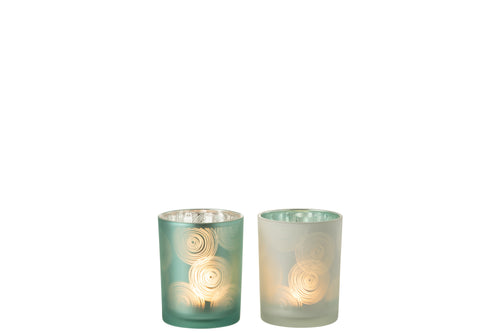 J-Line windlicht Spiralen - glas - mix - medium - 2 stuks - vtwonen shop