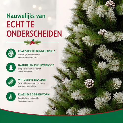 Triumph Tree Pittsburgh Kerstboom - Kerstversiering met Dennenappels en Witte Bevroren Takpunten - Kunstboom met Realistische Groene Naaldjes - H185 x