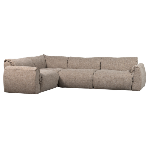 WOOOD hoekbank links Baggy - Geweven Stof - Bruin Melange - 81x301x210 - vtwonen shop