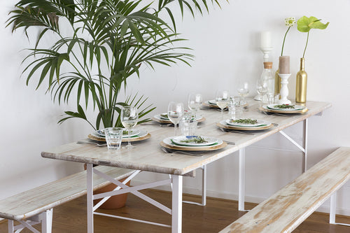 MaximaVida inklapbare picknickset Berlijn 200 cm whitewash - FSC hout