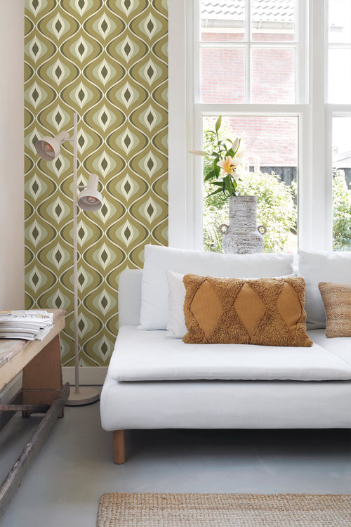 ESTAhome behang retro ornamenten vergrijsd groen - 50 x 900 cm - 130987 - vtwonen shop