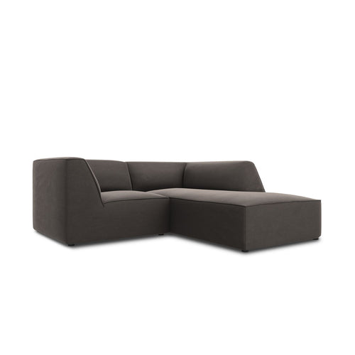 Cosmopolitan Design - Modulaire hoekbank rechts Siena 3-zits, flueel donkergrijs - 180x186x69cm