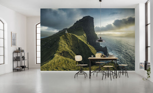 Sanders & Sanders fotobehang landschap met water groen en grijs - 400 x 250 cm - 612596