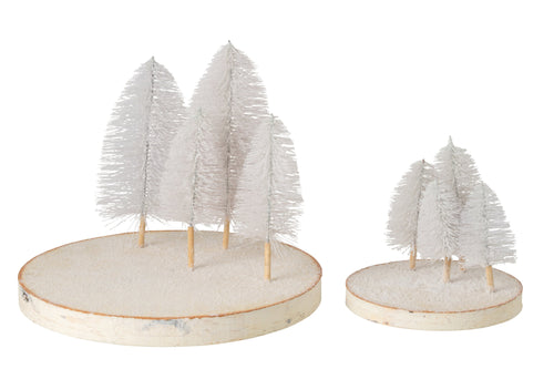 J-Line Decoratief dienblad met bomen - boomschors - naturel/wit - large