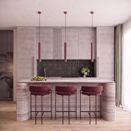 Sollux Lighting Hanglamp ARCHE 2P bordeaux - 15x15x118cm