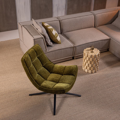 WOOOD draaifauteuil Maudi - Chenille - Groen - 84x74x86