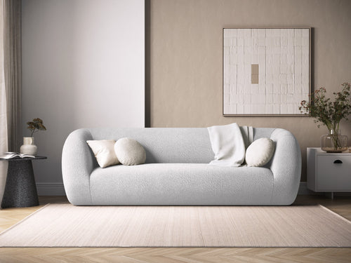 Cosmopolitan Design Bank Essen 3-zits, boucle, lichtgrijs - 95x230x86cm