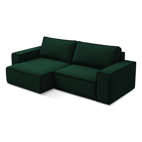 LaMiaSofa hoekbank links Livorno - velours - flessengroen - 257x148x82