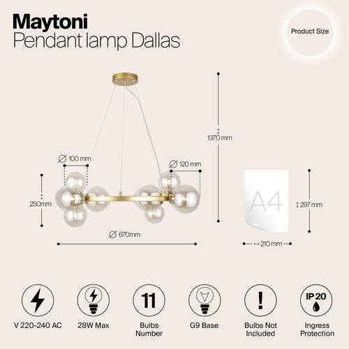Maytoni - Hanglamp Dallas - Goud - Ø67 - vtwonen shop
