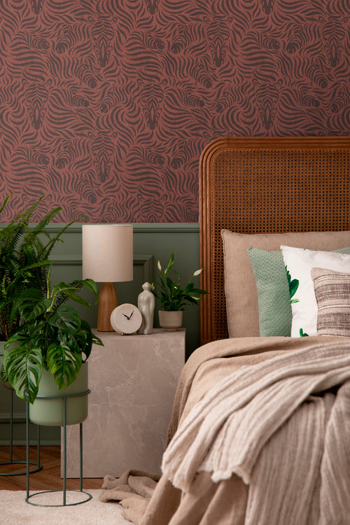 Sanders & Sanders behang zebra's terracotta en zwart - 53 cm x 10 m - 640520 - vtwonen shop