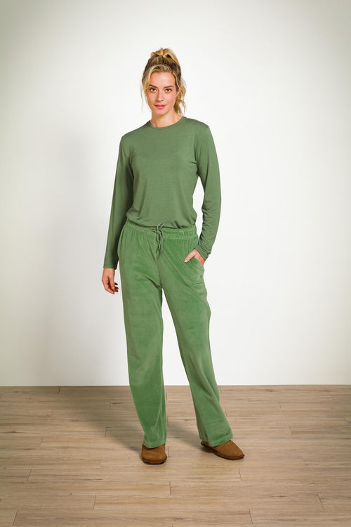 Pip Studio - Britta Pyjama Broek Dames - Velvet - Groen - XS