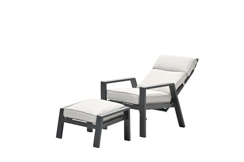 Max verstelbare fauteuil met voetenbank -  carbon black - desert sand