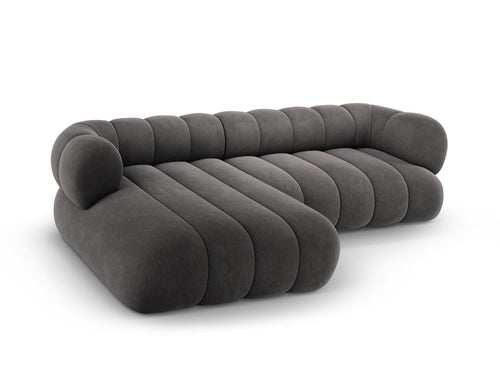 Cosmopolitan Design linker hoekbank Koge 5-zits, flueel grijs - 165x270x70cm
