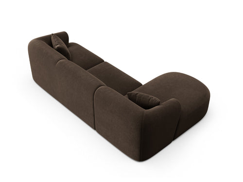 Cosmopolitan Design Modulaire hoekbank links Campi 4-zits, flueel chocolade - 156x256x70cm