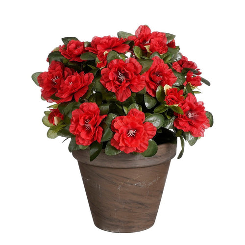 Mica Decorations Azalea Kunstplant in Bloempot Stan - H31 x Ø26 cm - Rood