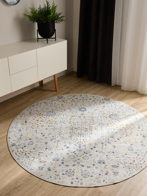 benuta wasbaar vloerkleed George - beige - ø 120 cm