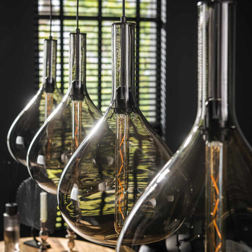 Giga Meubel Hanglamp Drop - Smoke Glas - 4-Lichts - 164x30x150cm - vtwonen shop