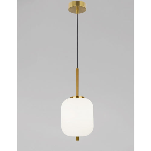 Merano Cornwall 16.5cm Globe Hanglamp Plafondlamp Opaal Glas Antiek Messing Metaal Zwart Stof Draad LED E14