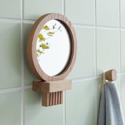 Hübsch handspiegel Comb - spiegelglas/eikenhout - 21x16x2cm - vtwonen shop