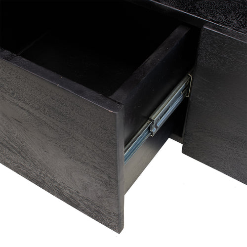 Giga Meubel Wandkast Nala - Mangohout - Zwart - Incl. Lades - 120x40x200cm - vtwonen shop