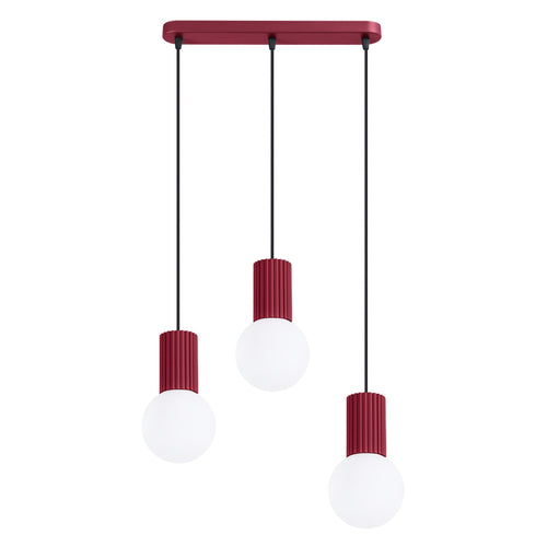 Sollux Lighting Hanglamp HALO 3L bordeaux - 40x6x120cm
