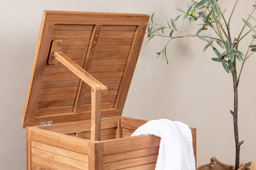 Rebellenclub Opbergbox kussen Halon - 53 x 53cm - Naturel Hout - vtwonen shop