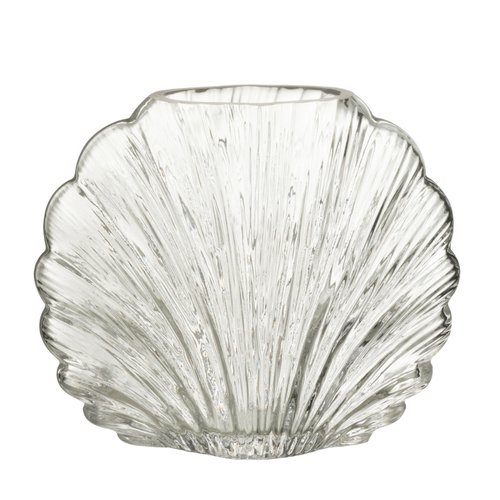 J-Line vaas Schelp - glas - transparant - small - 17 cm hoog - vtwonen shop