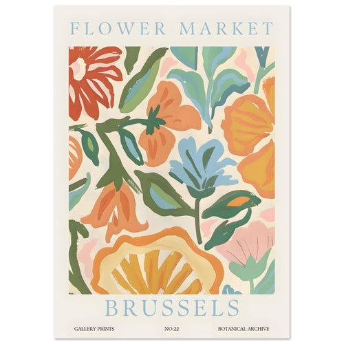Artfulprints  Flower market - Brussels   poster A4 21x29.7 cm - vtwonen shop