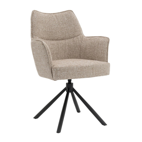DÉJA Living Eetkamerstoel Zayn - Beige/Zwart - Draaibaar - Set van 2