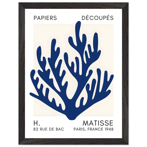 Artfulprints Poster met Lijst Matisse – Coral harmony navy blue II   - 30x40 cm - Blauw