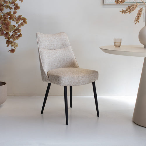 DÉJA Living Eetkamerstoel Meau - Beige/Zwart - Zithoogte 47cm - Set van 2 - vtwonen shop