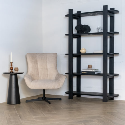 Giga Meubel Wandkast Luuk - Mangohout - Zwart - 120x38x190cm - vtwonen shop