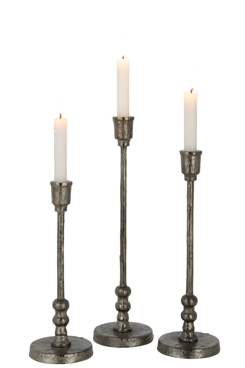J-Line kandelaar Becca - aluminium - zwart - 3 stuks