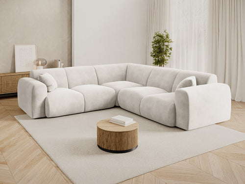 Cosmopolitan Design Hoekbank Nolio 5-zits, flueel lichtbeige - 252x252x72cm