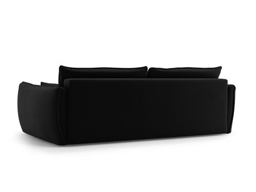 Cosmopolitan Design Slaapbank met opbergdoos Matera 3-zits, flueel zwart - 108x240x86cm