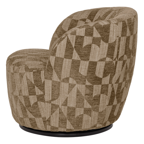 WOOOD draaifauteuil Serra - Grafisch Patroon - Olijfgroen - 68x70x77