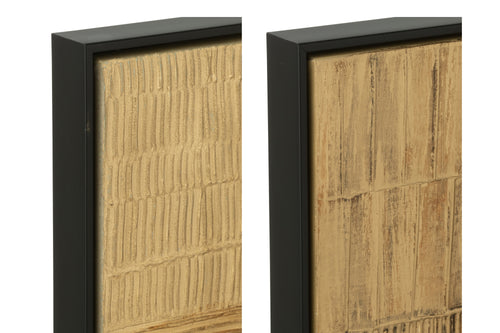 J-Line schilderij Strepen - hout/canvas - zwart/goud - 2 stuks - vtwonen shop