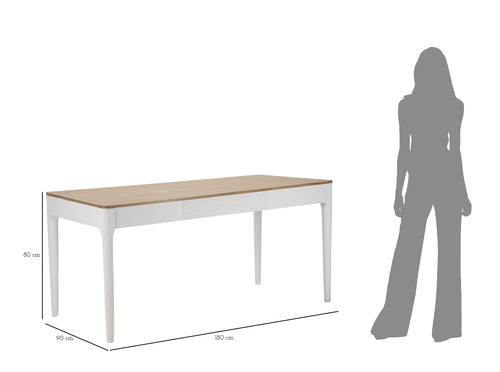 Mauro Ferretti eettafel - 180x90x80 cm - wit/bruin