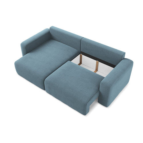 LaMiaSofa hoekbank links Ostia - textuurstof - lichtblauw - 244x149x79