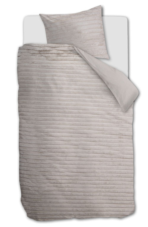 Rivièra Maison Dekbedovertrek Furry Stripes - 140 x 200/220 cm - Gebroken wit