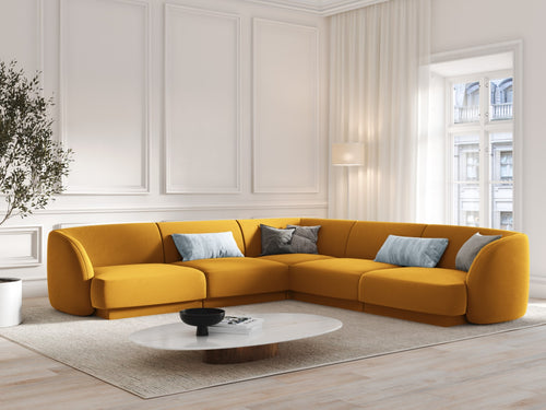 Micadoni Symmetrische hoekbank Miley 5-zits, flueel, geel - 255x255x70cm