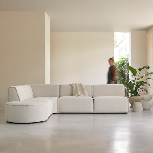 Tikamoon Modulaire hoekbank in beige stof, 5/6-zit - Beige