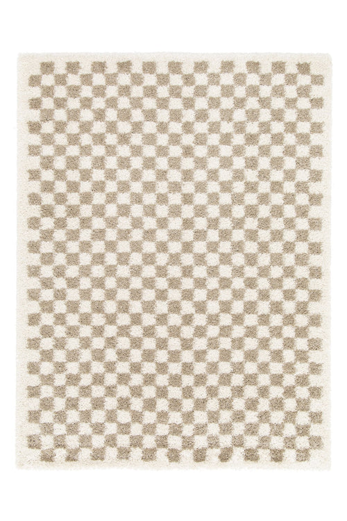 AFK Living vloerkleed Checkers - shaggy - beige - 200 x 290 cm