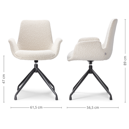 Nolon Nola-Eef Draaibare Eetkamerstoelen Bouclé Beige - Zwart - 2x - vtwonen shop