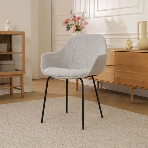 Nolon Nora-Mae Eetkamerstoel Beige Gemêleerd - Armleuning - Zwarte Poten - vtwonen shop