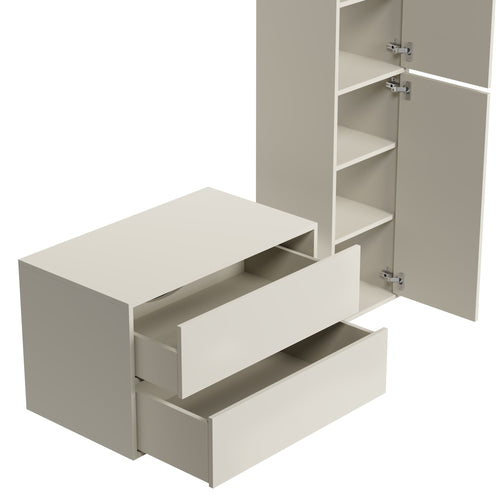 Badplaats Wastafelkast Mali 80 cm – Beige – Badmeubel met Kolomkast