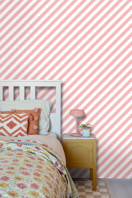 ESTAhome behang strepen roze en wit - 50 x 900 cm - 139953 - vtwonen shop